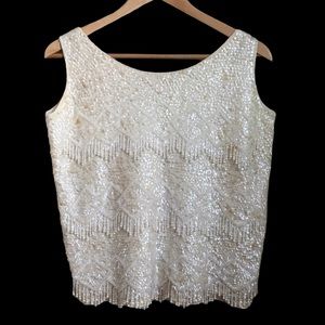 Vintage Macy’s Beaded Sequins Wool Sleeveless Top